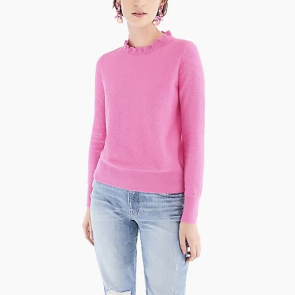 J CREW RUFFLE NECK PULLOVER SWEATER SZ L - Picture 4 of 4